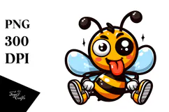Silly Cartoon Bee with Winking Eye PNG Product Image 1