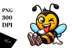 Silly Cartoon Bee with Winking Eye PNG Product Image 1