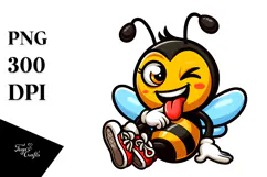 Silly Cartoon Bee with Winking Eye PNG Product Image 1