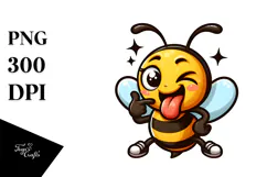 Silly Cartoon Bee with Winking Eye PNG Product Image 1