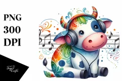 Colorful Wimsical Cow Music Clipart Product Image 3