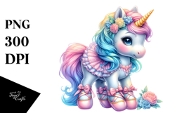 colorful Baby Unicorn in Ballerina&#039;s Slippers Product Image 1