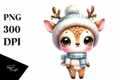 Winter Deer with Reindeer Horns PNG Product Image 3