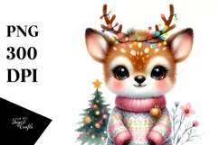 Winter Deer with Reindeer Horns PNG Product Image 3