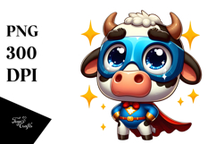 Happy Cow in Superhero Cape, PNG Product Image 1