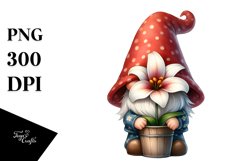 Cute Gnome with Lily PNG Product Image 1