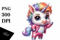 Baby Unicorn Posing as Johnny Bravo | Sublimation | Clipart Product Image 1