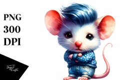 Posing Baby Mouse with Contempt, Vibrant Watercolor PNG Product Image 1