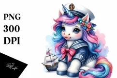 colorful Baby Unicorn in Sailor's Uniform Product Image 1