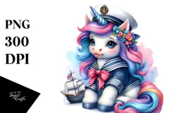 colorful Baby Unicorn in Sailor's Uniform Product Image 1