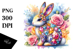 Colorful Bunny made of Diamonds PNG Product Image 1