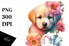 Vibrant Pastel Watercolor Puppy Flowers Product Image 3