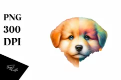 Vibrant Pastel Watercolor Puppy Flowers Product Image 1