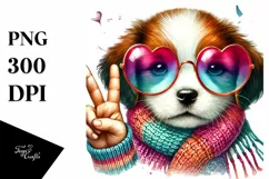 Puppy Victory Sign PNG Product Image 1