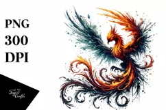 Distressed Phoenix Bird made of Fire and Ice PNG Product Image 1