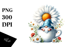 Cute Gnome with Daisy Floral Frame PNG Product Image 1