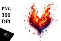 Colorful Fire Heart PNG Product Image 1