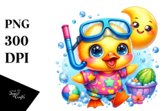 Colorful Baby Duck in Bath PNG Product Image 1
