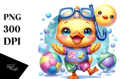 Colorful Baby Duck in Bath PNG Product Image 1