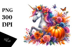 Vibrant Unicorn Drawing with Pumpkin Product Image 1