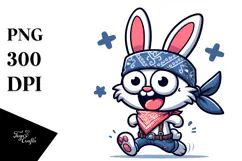Bored Bunny with Bandana, High-Res PNG Product Image 1