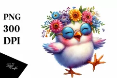 Vibrant Chicken in Watercolor, High-Res PNG Product Image 1