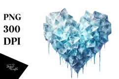 Icy Ice Heart, Watercolor PNG Product Image 1