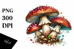 Detailed Mushroom Watercolor Splash PNG Product Image 3