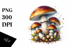 Shiny Mushroom Watercolor Splash PNG Product Image 3