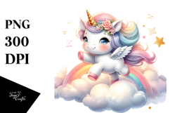 Cute Unicorn Dancing on a Starbeam Clipart Product Image 1