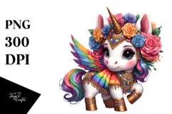 colorful Baby Unicorn in Hambo Dancer Attire Product Image 1
