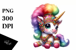 colorful Baby Unicorn in Hambo Dancer Attire Product Image 1