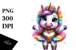 colorful Baby Unicorn in Hambo Dancer Attire Product Image 1