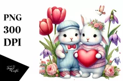 Colorful Baby Bunny Heart PNG Product Image 1