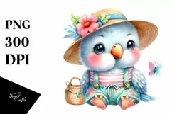 Colorful Baby Parrot Dressed for Summer Clipart Product Image 1