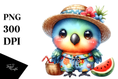 Colorful Baby Parrot Dressed for Summer Clipart Product Image 1
