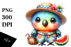 Colorful Baby Parrot Dressed for Summer Clipart Product Image 1