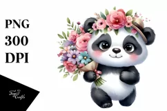 Cute Baby Panda with Big Eyes and Bouquet Product Image 3