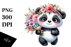 Cute Baby Panda with Big Eyes and Bouquet Product Image 1