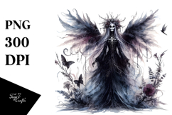 Washed Watercolor Gothic Fairy, High-Res PNG Product Image 1