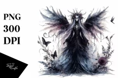 Washed Watercolor Gothic Fairy, High-Res PNG Product Image 1