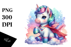 colorful Baby Unicorn in Superhero Cape Product Image 1