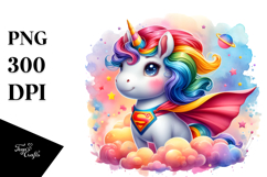 colorful Baby Unicorn in Superhero Cape Product Image 1
