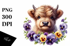 Baby Highland Cow Wreath Sublimation Clipart Product Image 3