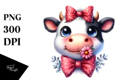 Funny Cow with Bow and Tie, Happy PNG Product Image 1