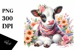 Cute Baby Cow Flowers | Sublimation | Clipart Product Image 3