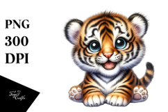 Energetic Baby Tiger with Goofy Smile PNG Product Image 1