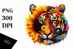 tiger made of flowers PNG Product Image 1