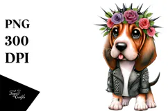 Watercolor Baby Bloodhound Big Eyes as a Punk Singer Product Image 1