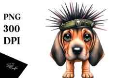 Watercolor Baby Bloodhound Big Eyes as a Punk Singer Product Image 1